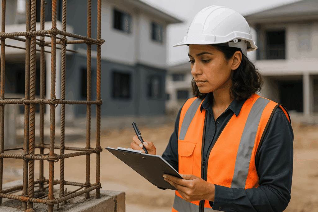 Structural Inspection Victoria Engineer photographing neighbouring property before construction begins.